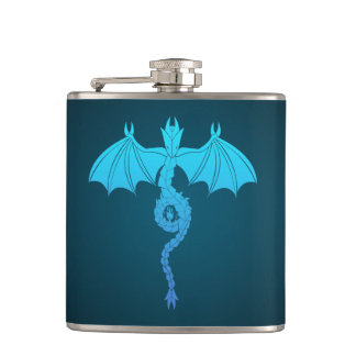 Blue Serpent Dragon Hip Flask