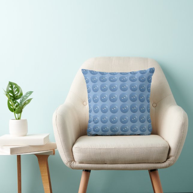 Blue Sewing Buttons Pattern Cushion (Chair)