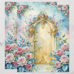 Blue Shabby Chic Scrapbook Paper 