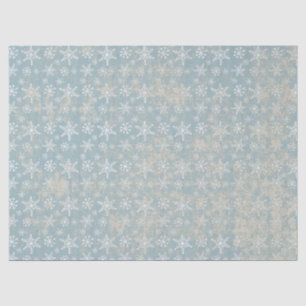 Blue Shabby Grungy Snowflakes Tissue Paper
