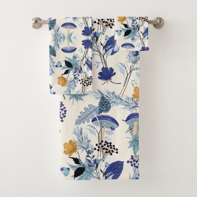 Blue Shade Autumn Garden Bath Towel Set (Insitu)