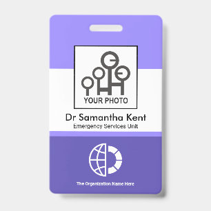 Blue Shade Columns Photo Employee Medical ID Badge