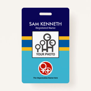 Blue Shade Yellow Stripe Company Photo Template ID ID Badge
