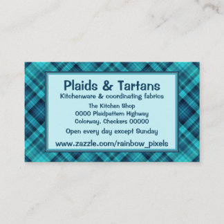 Blue shaded plaid pattern business card
