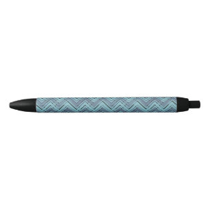 Blue shades chevron pattern black ink pen