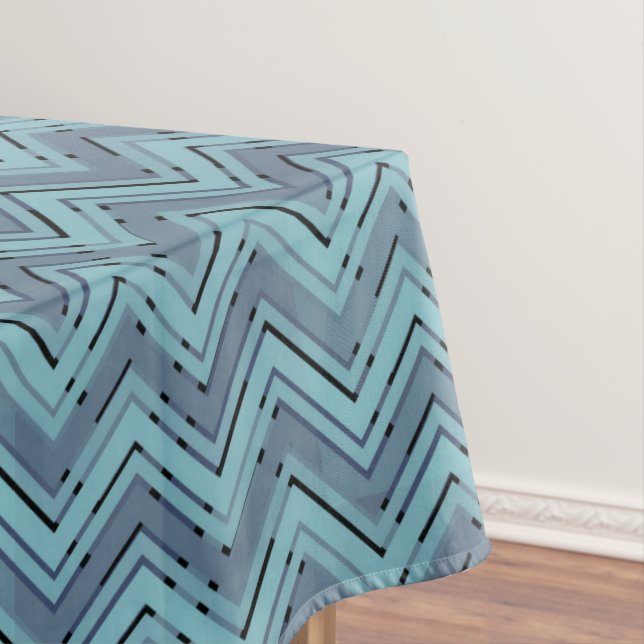 Blue shades chevron pattern tablecloth (In Situ)