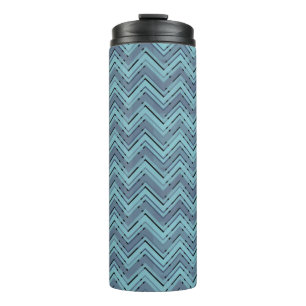 Blue shades chevron pattern thermal tumbler