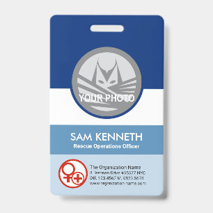 Blue Shades Column Round Photo Template Corporate ID Badge