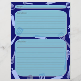 Blue shades cooking utensils recipe page