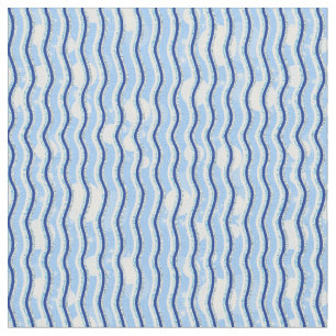 Blue Shades Ocean Waves Pattern Fabric