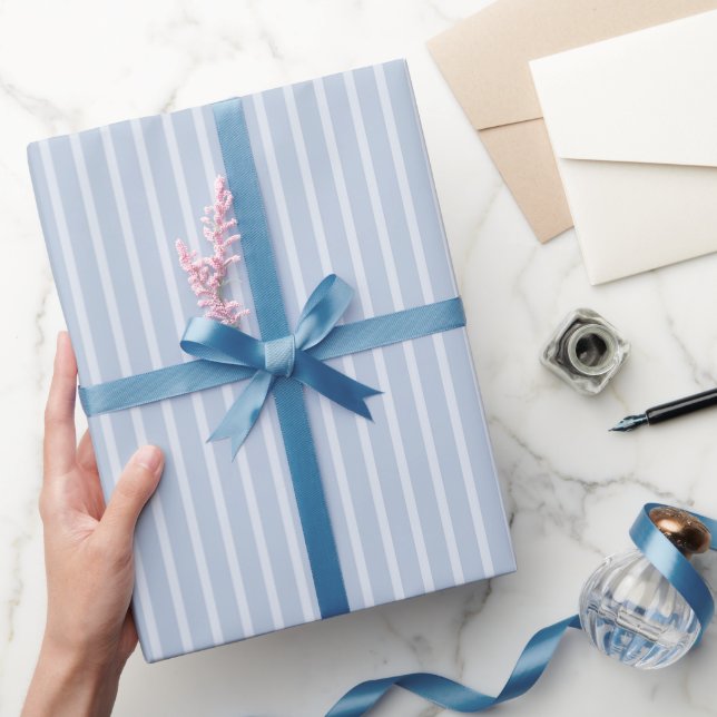 Blue Shades Stripe Bridal Shower Wrapping Paper (Gifting)