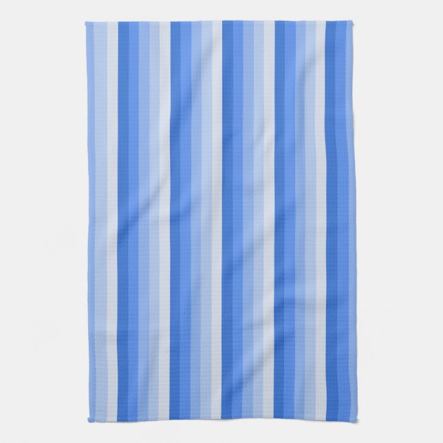 Blue shadow stripes tea towel (Vertical)