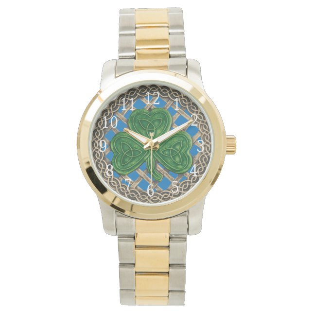 Blue Shamrock On Celtic Knots Watch (Front)