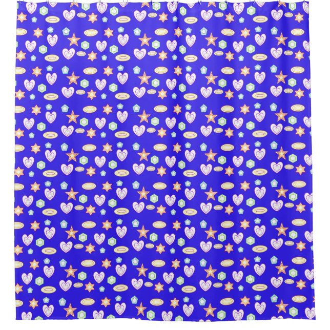 Blue Shapes  Shower Curtain (Front)