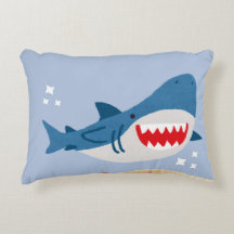 Blue shark accent pillow