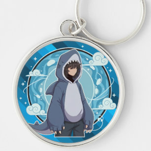 Blue Shark Boy Anime Art Key Ring