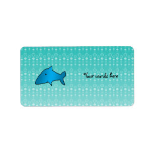 Blue shark bubbles pattern label