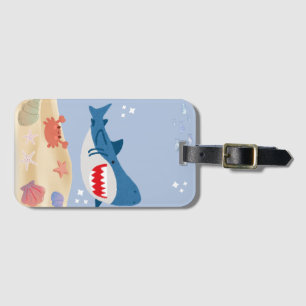 Blue shark luggage tag