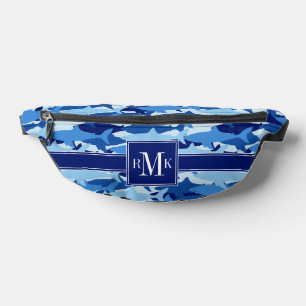Blue Shark Pattern Bum Bags