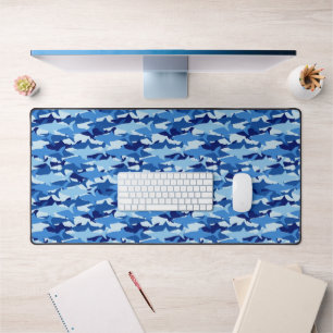 Blue Shark Pattern Desk Mat