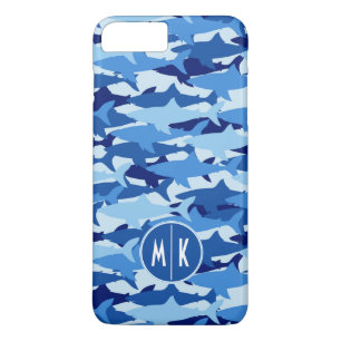 Blue Shark Pattern   Monogram Case-Mate iPhone Case