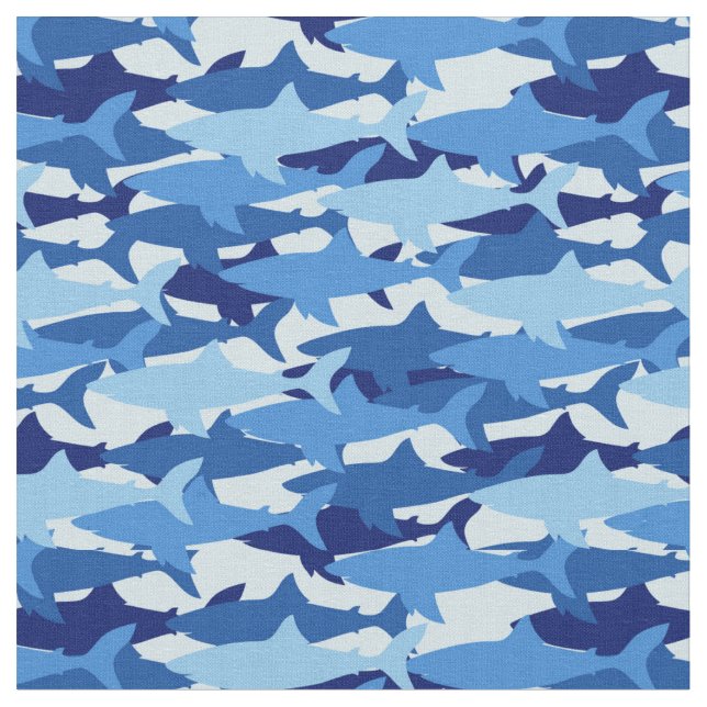 Blue Shark Pattern | Monogram Fabric (Close Up)