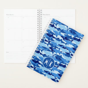 Blue Shark Pattern Monogram Planner