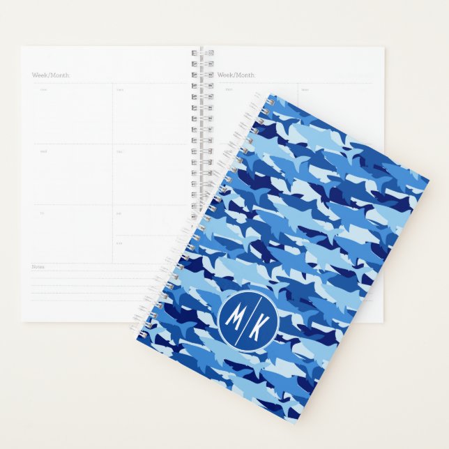 Blue Shark Pattern | Monogram Planner (Display)