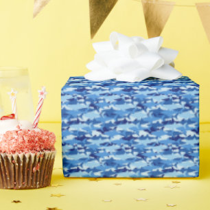 Blue Shark Pattern Wrapping Paper