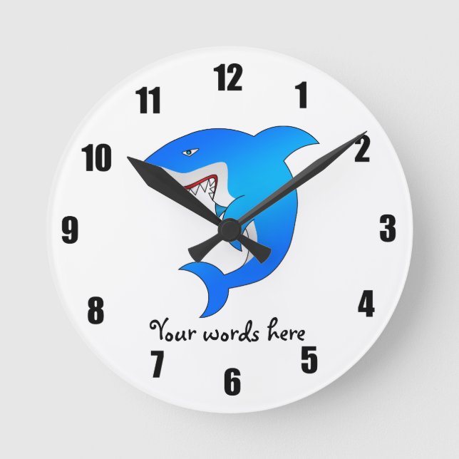 Blue shark round clock (Front)