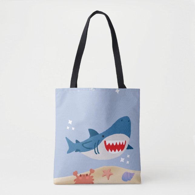 Blue shark tote bag (Front)