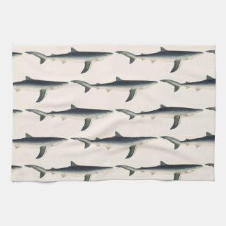Blue Shark, Vintage Aquatic Ocean Marine Life Tea Towel