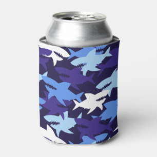 Blue Sharks Camouflage Pattern Can Cooler