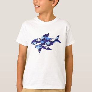 Blue Sharks Camouflage Pattern T-Shirt