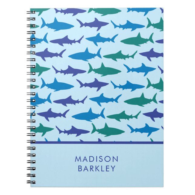 Blue Sharks Cute Kid's Notebook (Front)