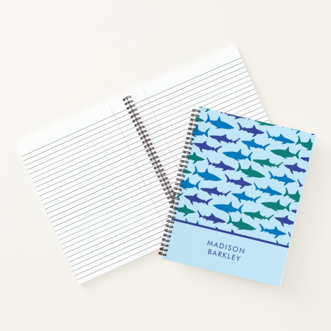Blue Sharks Cute Kid's Notebook (Inside)