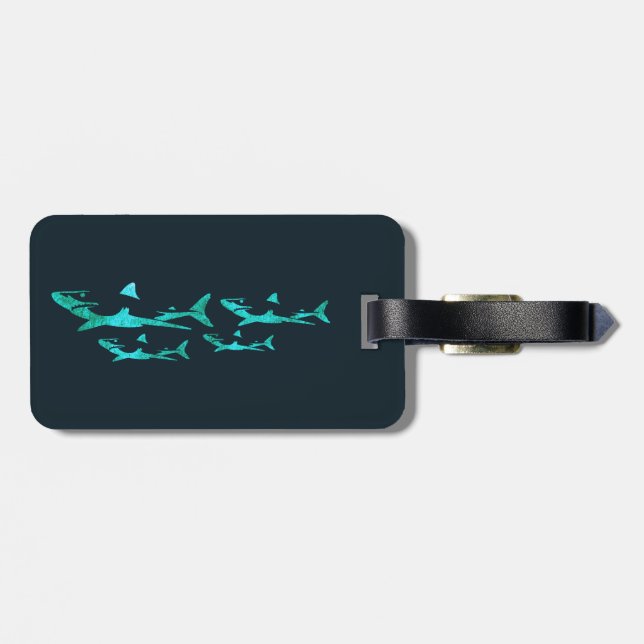 Blue Sharks Luggage Tag (Back Horizontal)