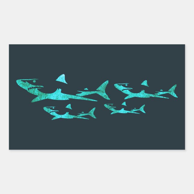 Blue Sharks Rectangular Sticker (Front)