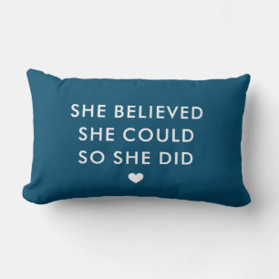 Blue She Believed She Could So She Did Lumbar Cushion