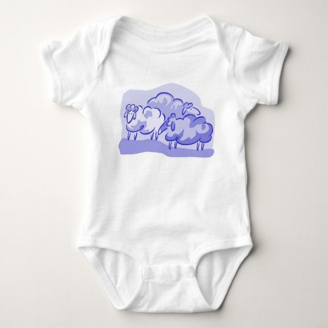 Blue Sheep Onzie Baby Bodysuit (Front)