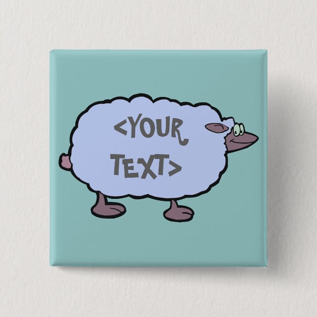 Blue Sheep, <YOUR TEXT> 15 Cm Square Badge (Front)