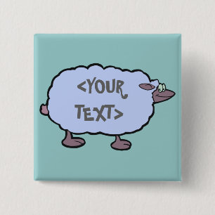 Blue Sheep, <YOUR TEXT> 15 Cm Square Badge