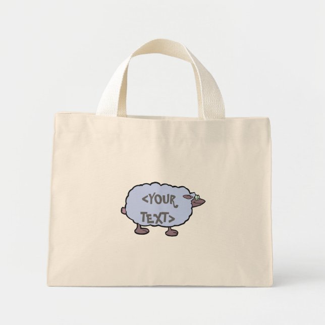 Blue Sheep, <YOUR TEXT> Mini Tote Bag (Front)