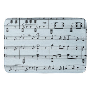Blue Sheet Music Bath Mat