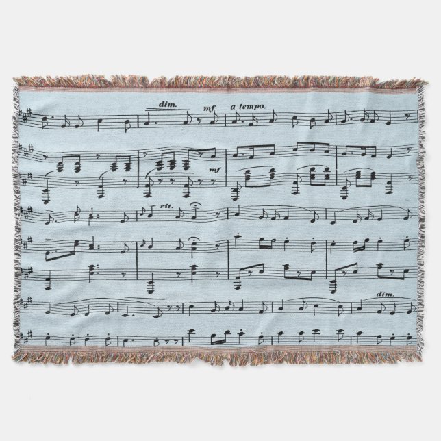 Blue  Sheet Music Throw Blanket (Front)