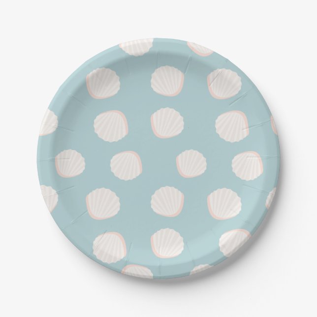 Blue Shell Pattern Paper Plate (Front)