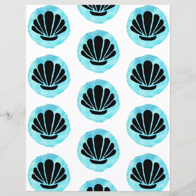 Blue Shell Pattern Scrapbook Paper (Front)