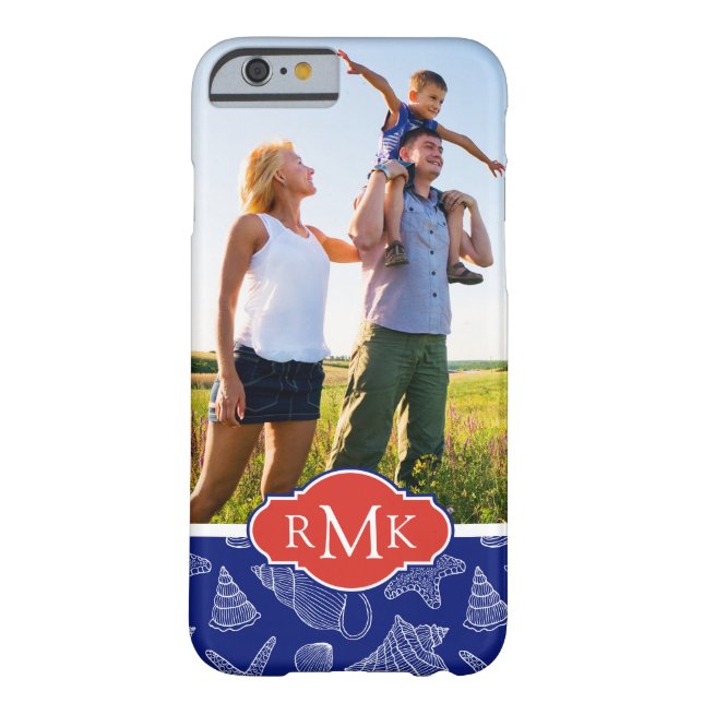 Blue Shell Pattern | Your Photo & Monogram Case-Mate iPhone Case (Back)