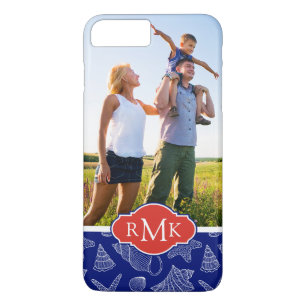 Blue Shell Pattern   Your Photo & Monogram Case-Mate iPhone Case