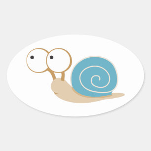 Blue Shelled Snail Oval Sticker